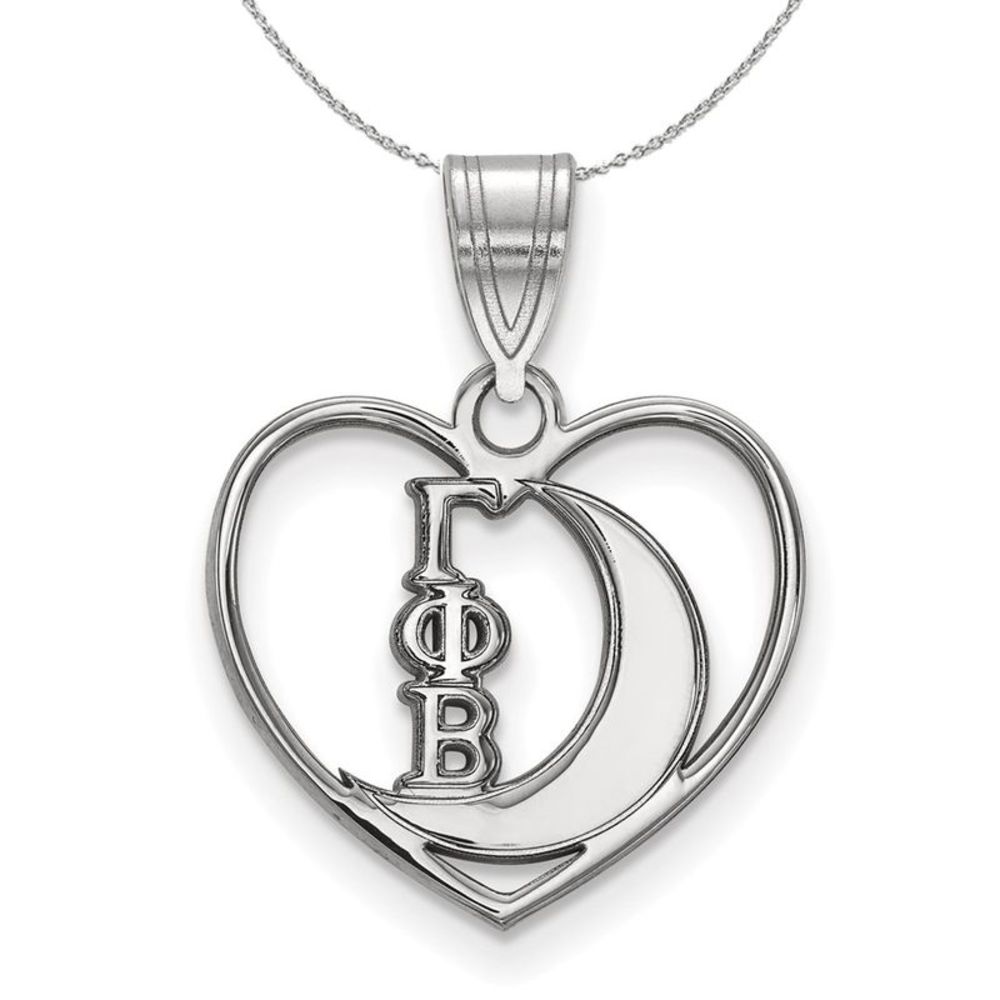 Sterling Silver Gamma Phi Beta Heart Pendant Necklace - 16 Inch
